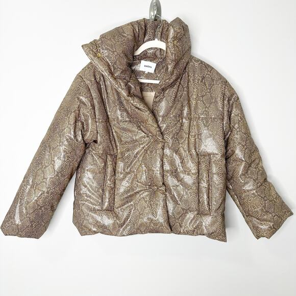 Nanushka Hide Puffer Jacket Brown Snakeskin Print Small $695 - Picture 2 of 9